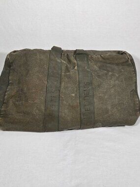 U.S.A. ORIGINAL Vintage 30s 40s Army Military SAGE CANVAS Duffel BAG Sz.33x18x15